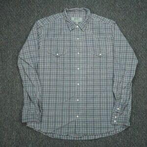 Ryan Michael Shirt Mens XXL Blue Plaid Long Sleeve‎ Western Pearl Snap 2XL